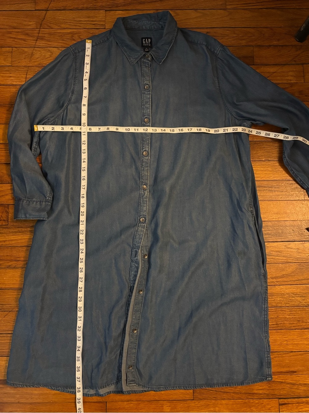 GAP Blue Denim Midi Shirt Dress